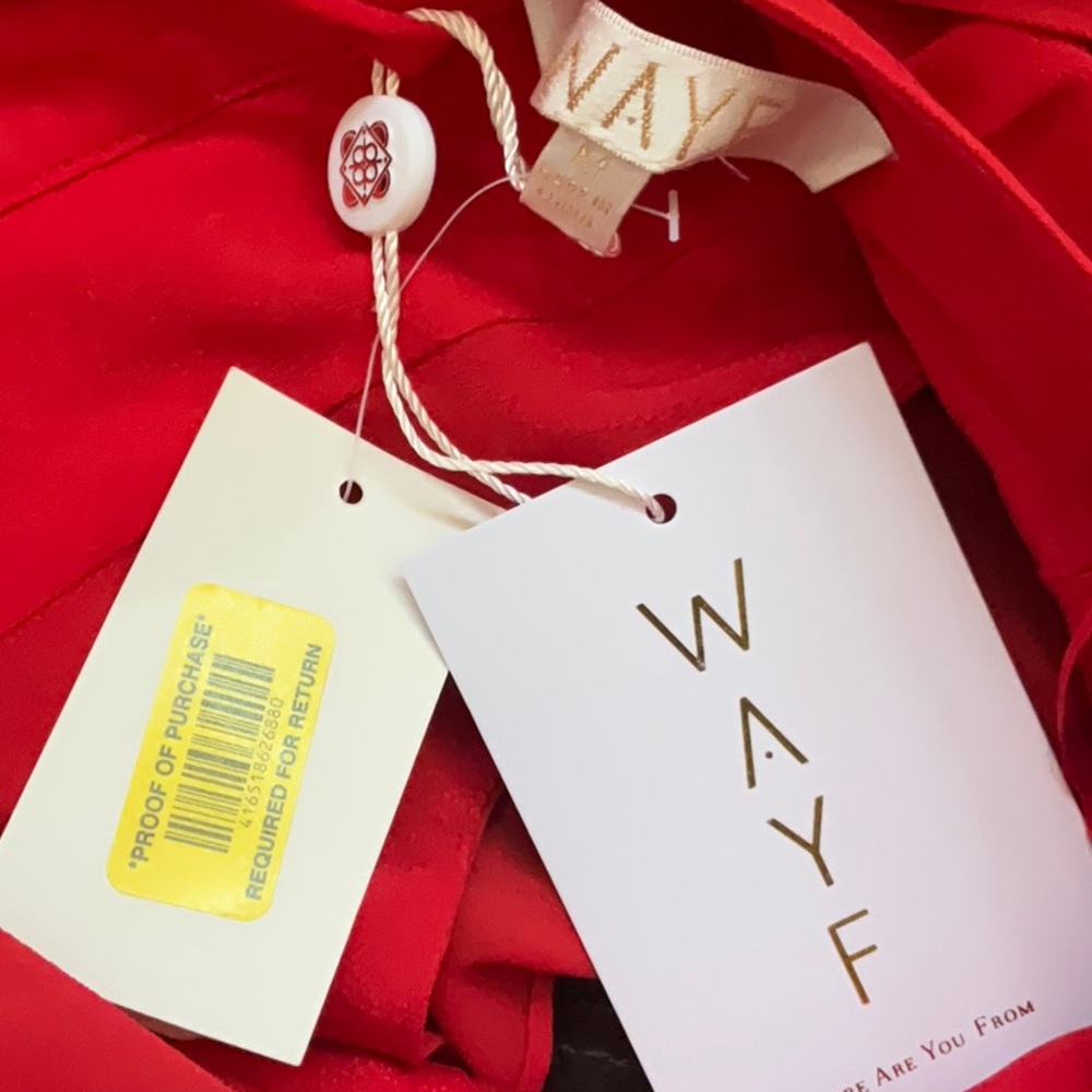 Wayf Size M Red Red Flutter Sleeve Blouse Cropped… - image 4